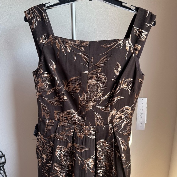 NWT Kay Unger Theodora Metallic Floral Sleeveless Gown Maxi Dress Sz 8 - Picture 7 of 12